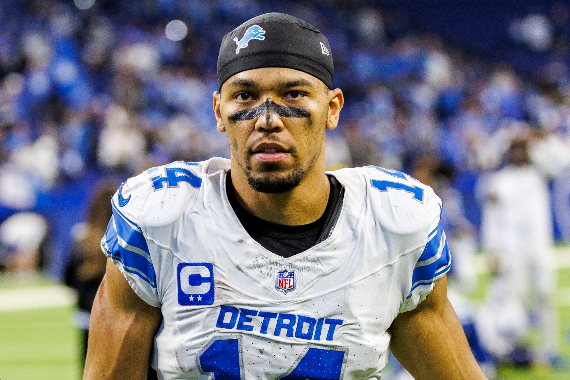 Lions-Receiver Amon-Ra St. Brown mit der Nummer 14