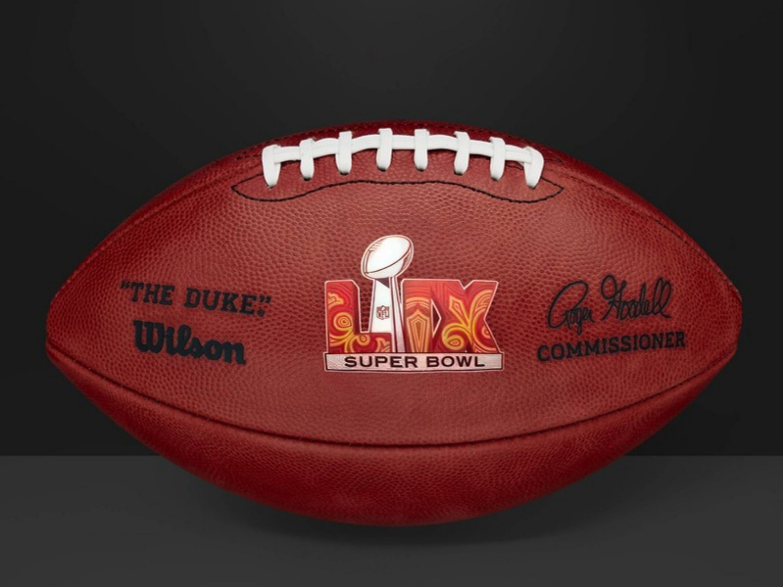 Offizieller Wilson-Spielball „The Duke“ mit dem Logo des Super Bowl LIX